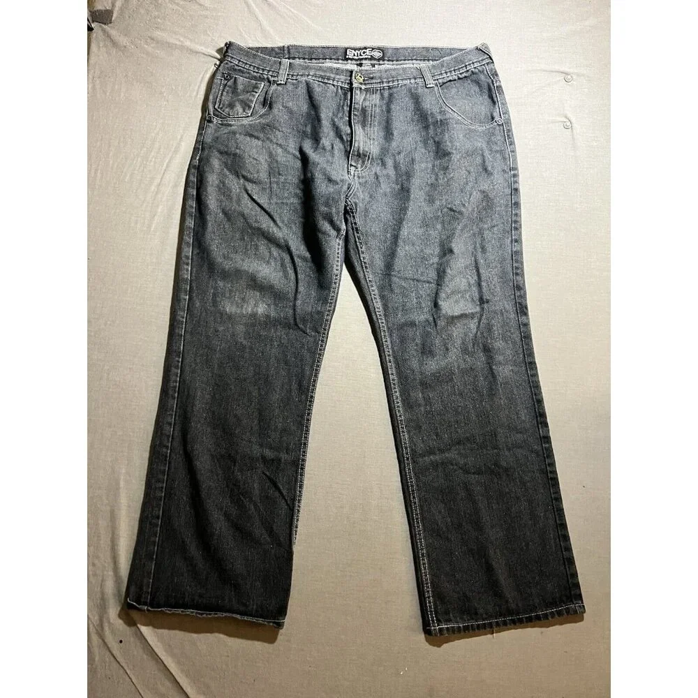 Vintage ENYCE Jeans Mens 42x30 Black Denim Relaxed Straight‎ Hip Hop Culture Y2K